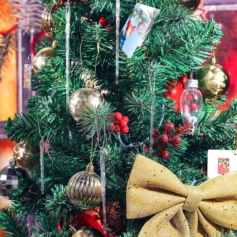 Twisted Glass Icicle Ornaments Set 100 Pcs - Dazzling Color, 3.5-7.8in (Variation: Dazzling Color+100)