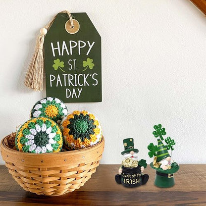 Gift Boutique St. Patrick’s Day Leprechaun Gnome Figurines - Set of 2 Irish Lucky Tabletop Decor with Gold Pot & Shamrocks