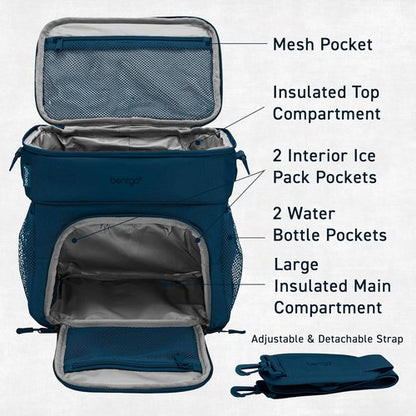 Bentgo Prep Deluxe Insulated Multimeal Bag - Holds 5 Meals with Premium Insulation for 8 Hours | Durable & Water-Resistant (Navy Blue)