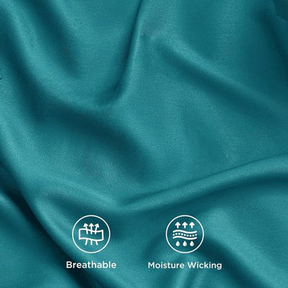 Bedsure Cooling Bed Sheets - Breathable Rayon from Bamboo | Full Size, Deep Pocket Up to 16 Inches, Turquoise