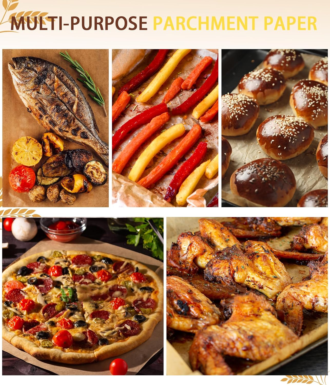 Parchment Paper Sheets - 200 Precut 8x8 Inch Non-Stick Baking Squares | Ideal for Grilling, Air Frying, and Roasting