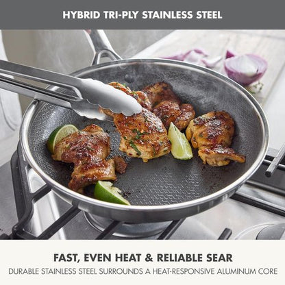 GreenPan Hybrid 10” Nonstick Frying Pan - APEX Tri-Ply Thermobond Ceramic Skillet, PFAS-Free, Silver