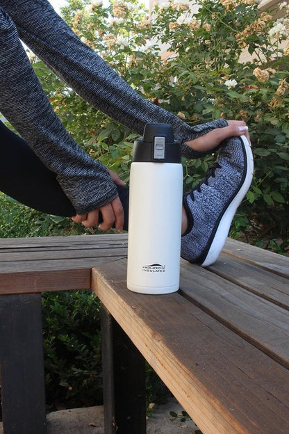 Aquatix Stainless Steel Sports Water Bottle - 21 Ounce, Arctic White, Double Wall Insulated | Keeps Drinks Cold 24H, Hot 6H