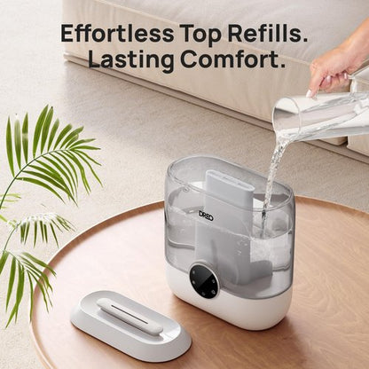 DREO 6L Top Fill Humidifiers for Bedroom, 60H Runtime 28 dB Quiet Supersized Cool Mist Air Humidifiers for Large Room, Baby Nursery, Plant, Indoor, Night Light, Easy to Clean, Precise Humidity Control