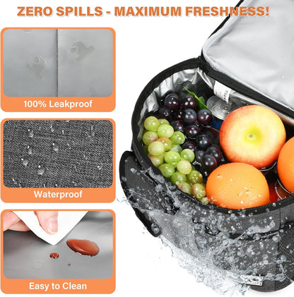 Tirrinia Insulated Lunch Bag - Leakproof Soft Cooler for Adults & Kids | Charcoal Color, Perfect for Work, School & Picnics