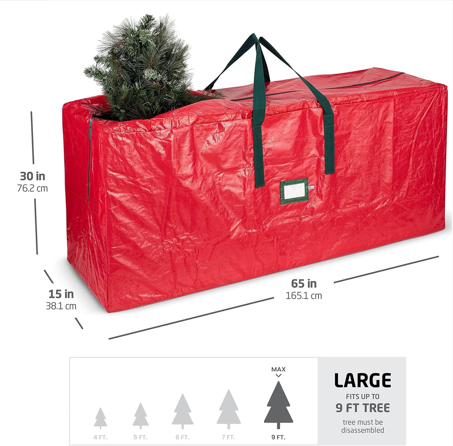 ZOBER 9 Ft Christmas Tree Storage Bag - Waterproof & Durable with Strong Handles - Red