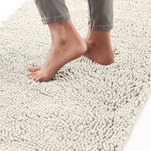 GORILLA GRIP Bath Rug Mat 70x24, Soft Absorbent Chenille, Quick Dry Microfiber Mats, Rubber Backing Washable Shower Floor Rugs, Bathmat Runner, US Designed Bathroom Home Decor Accessories Ivory Cream