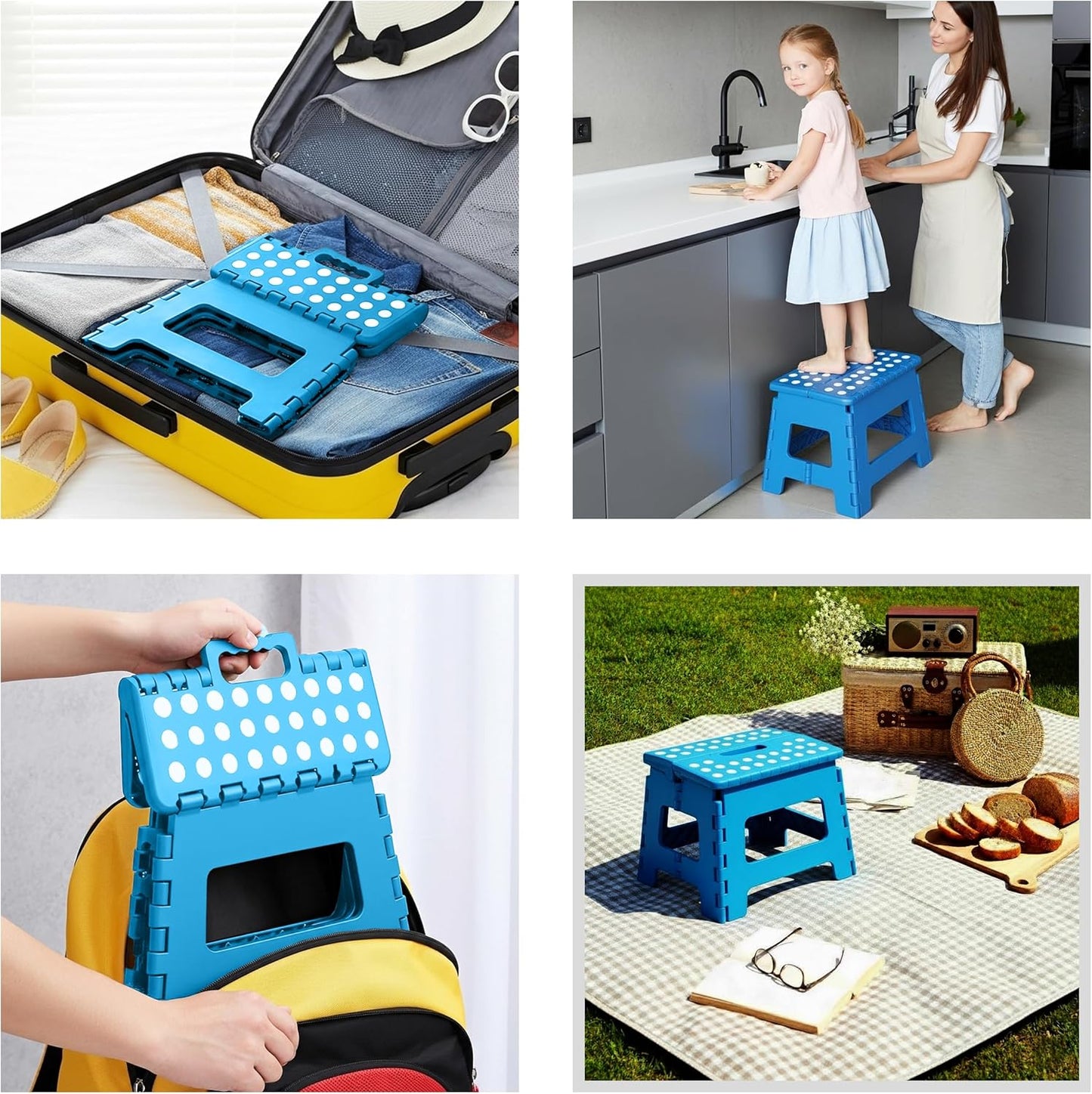 Utopia Home Folding Step Stool - 9-Inch Anti-Slip Collapsible Design - Supports Up to 300 lbs - Blue
