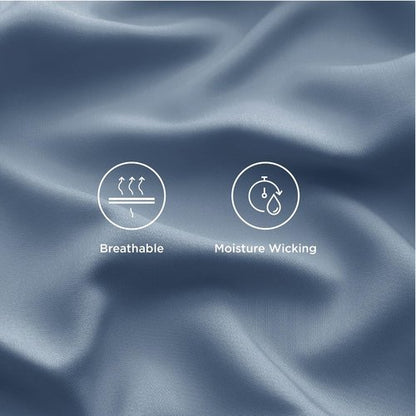 Bedsure Cooling California King Sheet Set - Breathable Rayon from Bamboo, Deep Pocket, Dusty Blue