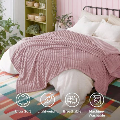 Bedsure GentleSoft Pink Fleece Blanket - Cozy, Soft Throw for Couch | Perfect for Women & Girls, 108x90 Inches
