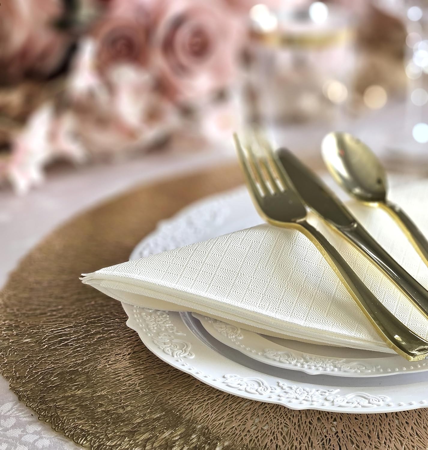 OCCASIONS Premium 3-Ply Wedding Party Dinner Napkins - 240 Piece Pack | Square Fold Design