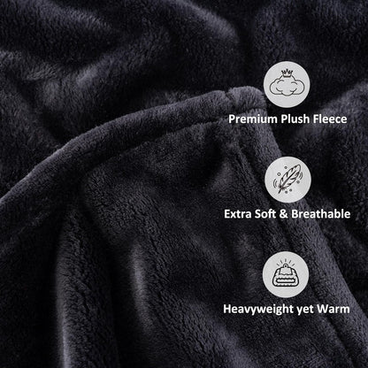 Skiennix Microfiber Fleece Blanket - Heavyweight Plush Warmth for Couch & Bed | 70in x 90in, Black