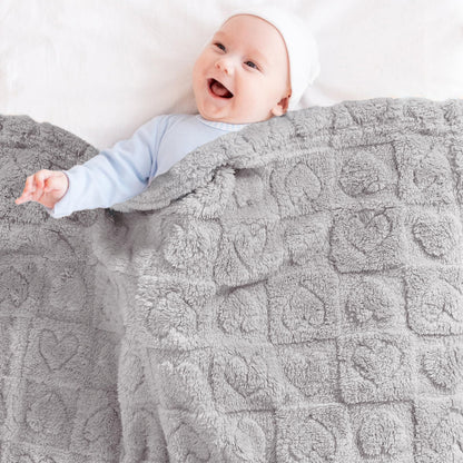 Yurhap Fleece Baby Blanket Heart Checkered, Ultra Soft Cozy Baby Blankets for Boys Girls, Fluffy Infant Toddler Newborn Receiving Gifts for Crib Stroller 30"x40" (Silver Grey)