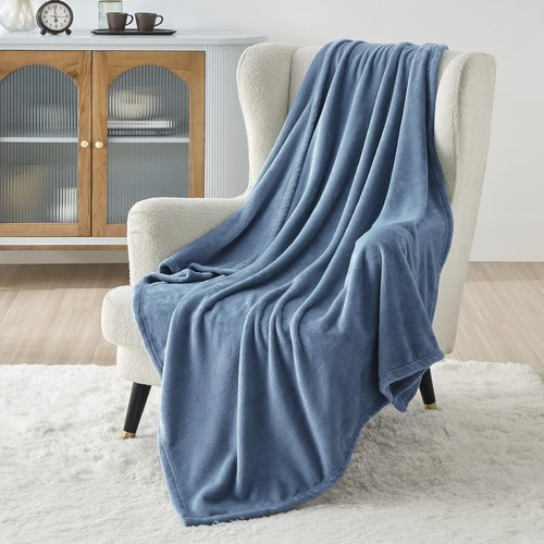 Bedsure GentleSoft Twin XL Fleece Blanket Dorm Bedding - Lightweight Soft Cozy Blankets for Bed, Sofa, Couch, Travel, Camping, Washed Blue, 66"x90"