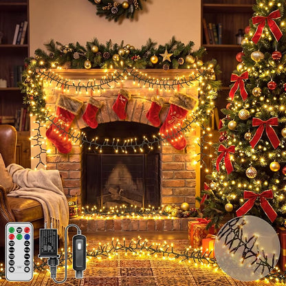 BrightChristmas 99FT 1500LED Cluster Lights with Remote – Warm White (Variation: 1500 LED)