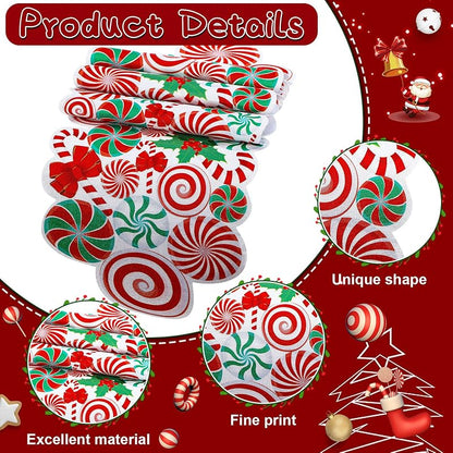 Candy Cane Christmas Table Runner - Burlap 71 x 14 Inches