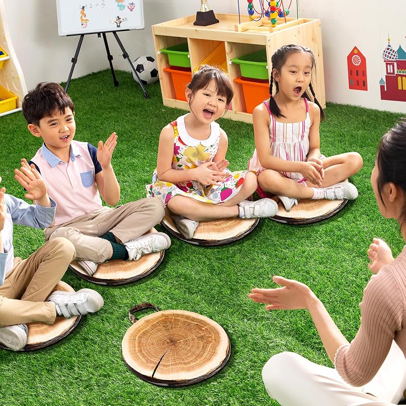 Suzile 18 Pcs Tree Stump Floor Cushions for Kids - Round 12x12x1 in Classroom (Variation of THIS listing: 18)