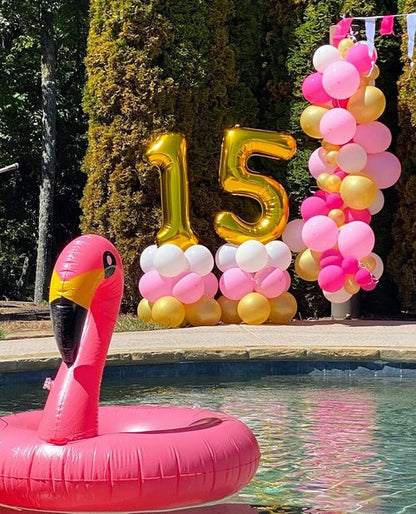 Gold Number 15 Balloon - 40 Inch Golden Birthday Decoration for 15th Party | Perfect for Boys & Girls