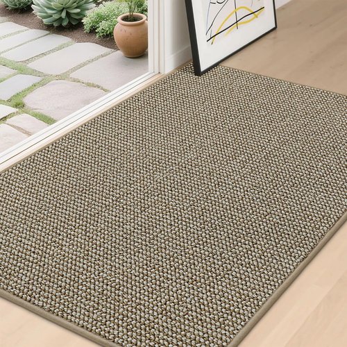 BEQHAUSE Dirt Trapper Door Mat - Non-Slip, Washable, Absorbent | 32" x 48", Light Beige for Entryway
