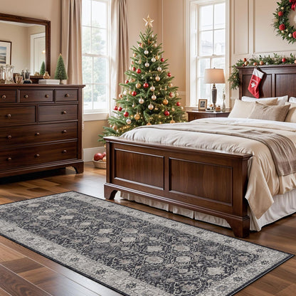 Skiennix Washable 3x7 Entryway Runner Rug - Soft, Water-Resistant Non-Slip Carpet for Home Use | Black