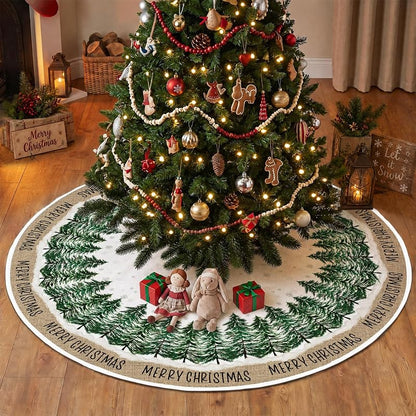 Snowflake Christmas Tree Skirt 48-Inch – Durable Polyester, Double Layer