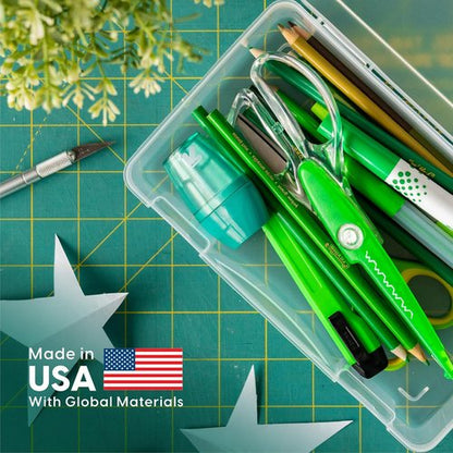 IRIS USA Pencil Case Boxes - 6-Pack Plastic Bead Organizing Containers with Snap Lid | Clear Medium
