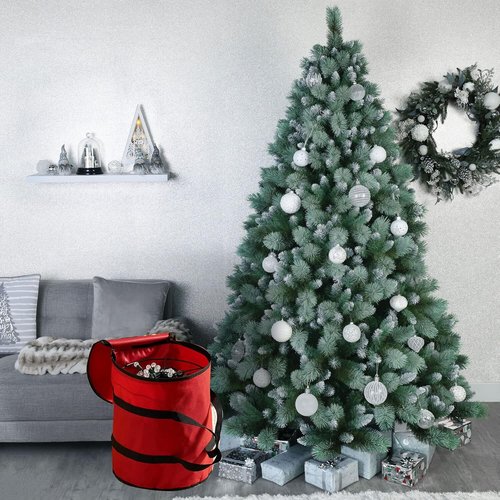 Dazzle Bright Christmas Lights Storage Bags - Tear-Proof Red Oxford Fabric with 3 Metal Reels & Reinforced Handles