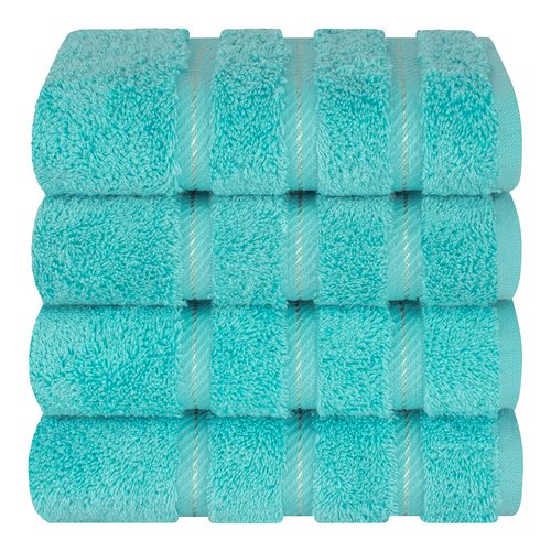 American Soft Linen Luxury Hand Towels for Bathroom, 600 GSM Heawy Weight 16x28 Size 100% Cotton Turkish 4 Piece Hand Face Towel Set, Turquoise Blue Hand Towels