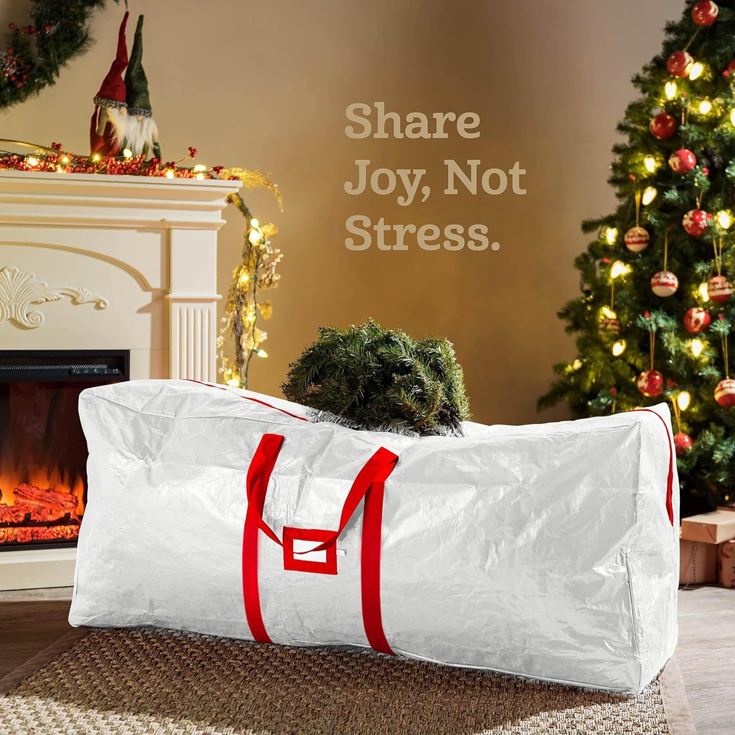 Zober Christmas Tree Storage Bag | Fits 9 Ft Artificial Trees - Waterproof & Durable - White (Pack of 2)