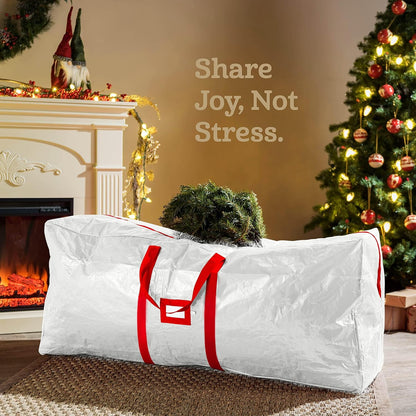 Zober Christmas Tree Storage Bag | Fits 9 Ft Artificial Trees - Waterproof & Durable - White (Pack of 2)