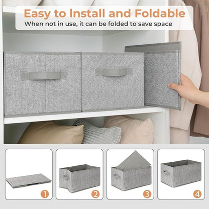 Granny Says Storage Baskets - Medium Gray Fabric Organizers with Handles | 3-Pack Closet Storage Bins