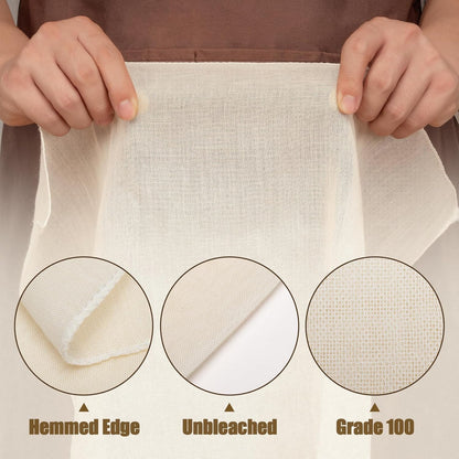 Skiennix Cheese Cloths - 6PCS Reusable Unbleached Cotton Strainers | 20x20 Inch for Cooking & Cheese Making