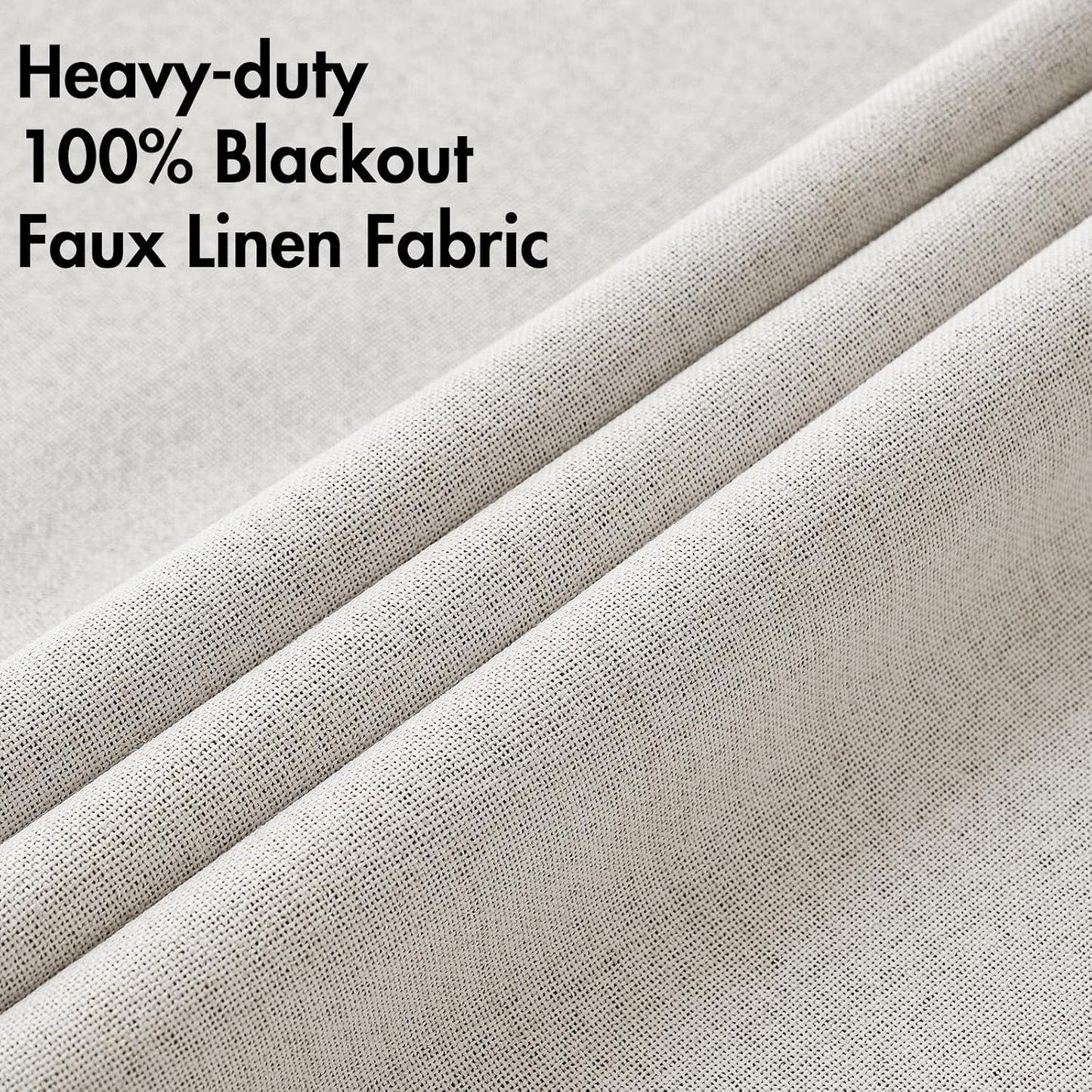 MIULEE 100% Blackout Linen Textured Curtains - Thermal Insulated Cream White Drapes | 52 x 84 Inch (2 Panels)