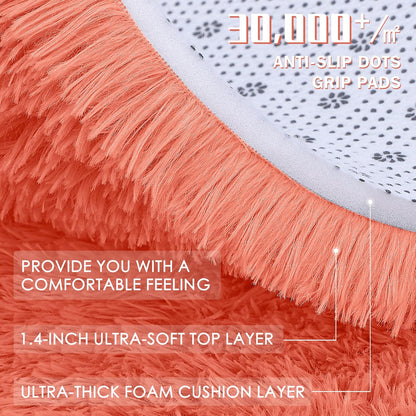 OLANLY Runner Rugs - 2x8 Machine Washable Soft Fluffy Shaggy Carpet for Bedroom & Hallway | Coral Red