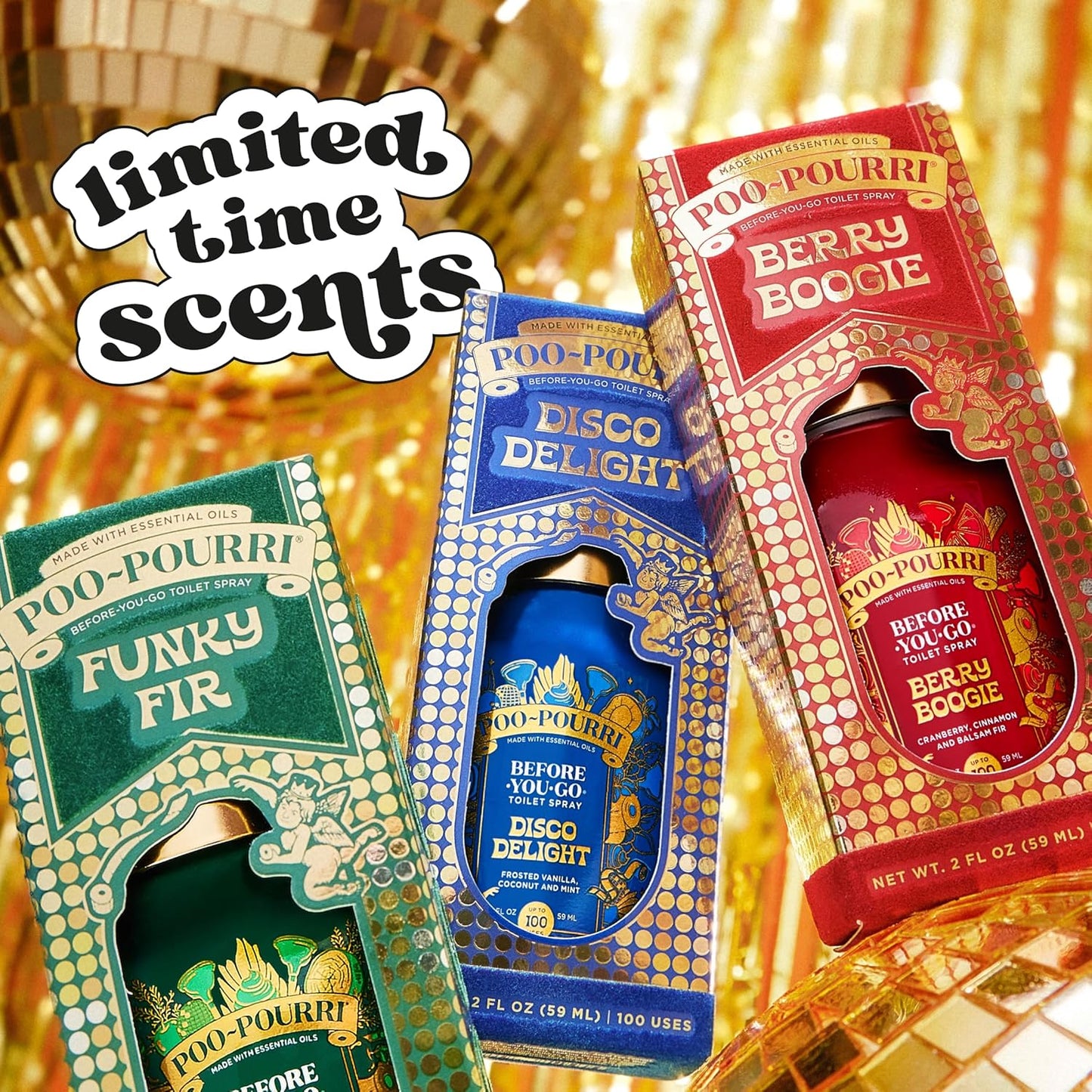 Poo-Pourri Before-You-Go Toilet Spray - Disco Delight, 2 Fl Oz | Frosted Vanilla, Coconut & Mint