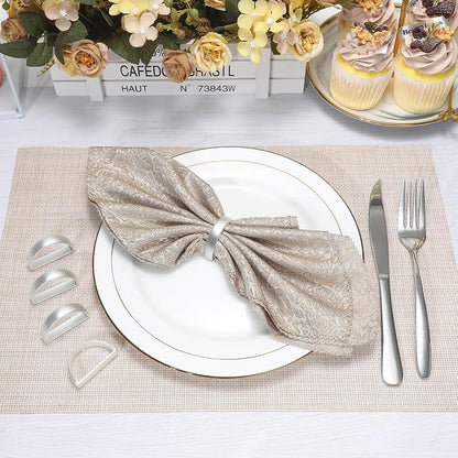Napkin Rings Set of 8 – Metal Silver D-Shape, For Fall & Holiday Tables – 8+ Silver Variant