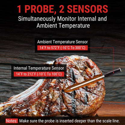 ThermoPro TempSpike 500 ft Wireless Meat Thermometer Digital, Bluetooth Meat Thermometer for Beef Lamb Chicken Turkey, Smoker Acccessories for Rotisserie Sous Vide BBQ Oven Air Fryer