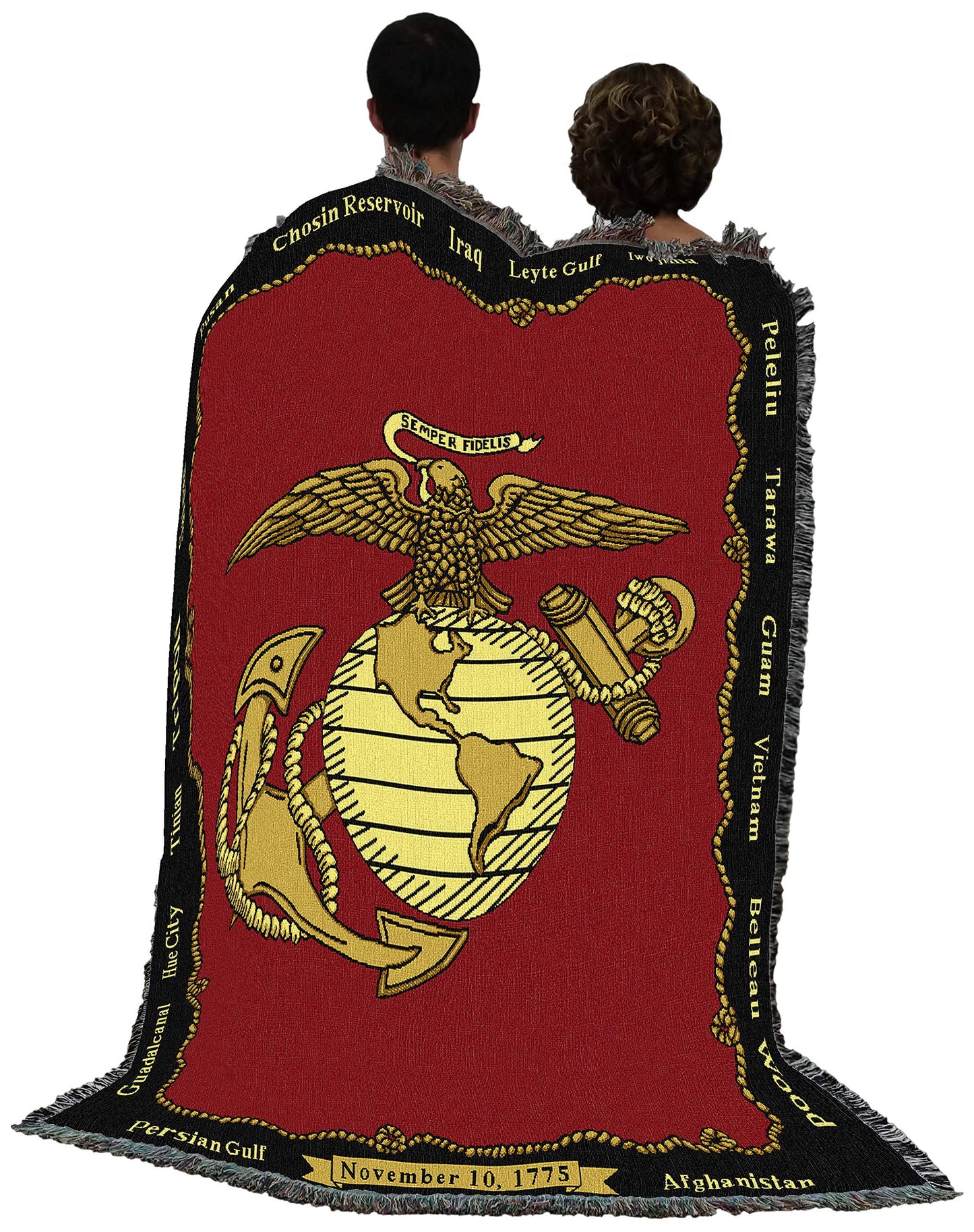 Pure Country Weavers US Marine Corps - Emblem Blanket - Gift Military Tapestry Throw Woven from Cotton - Made in The USA (72x54)