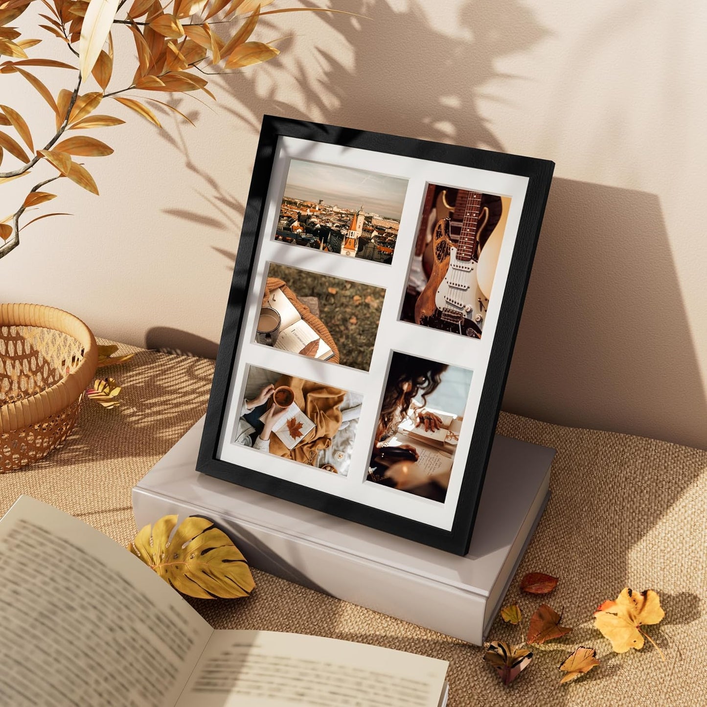 Vittanly 11x14 Collage Picture Frame - Displays 5x 4x6 Photos or 1x 11x14 Without Mat - Black Wall Decor
