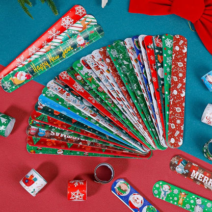 60-Pack Christmas Slap Bracelets - Kids Party Favors, 24 Patterns Variation of THIS listing