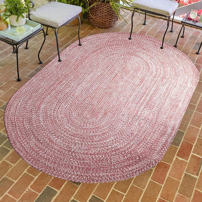 Superior Reversible Braided Indoor/Outdoor Area Rug, 4' x 6', Brick-White