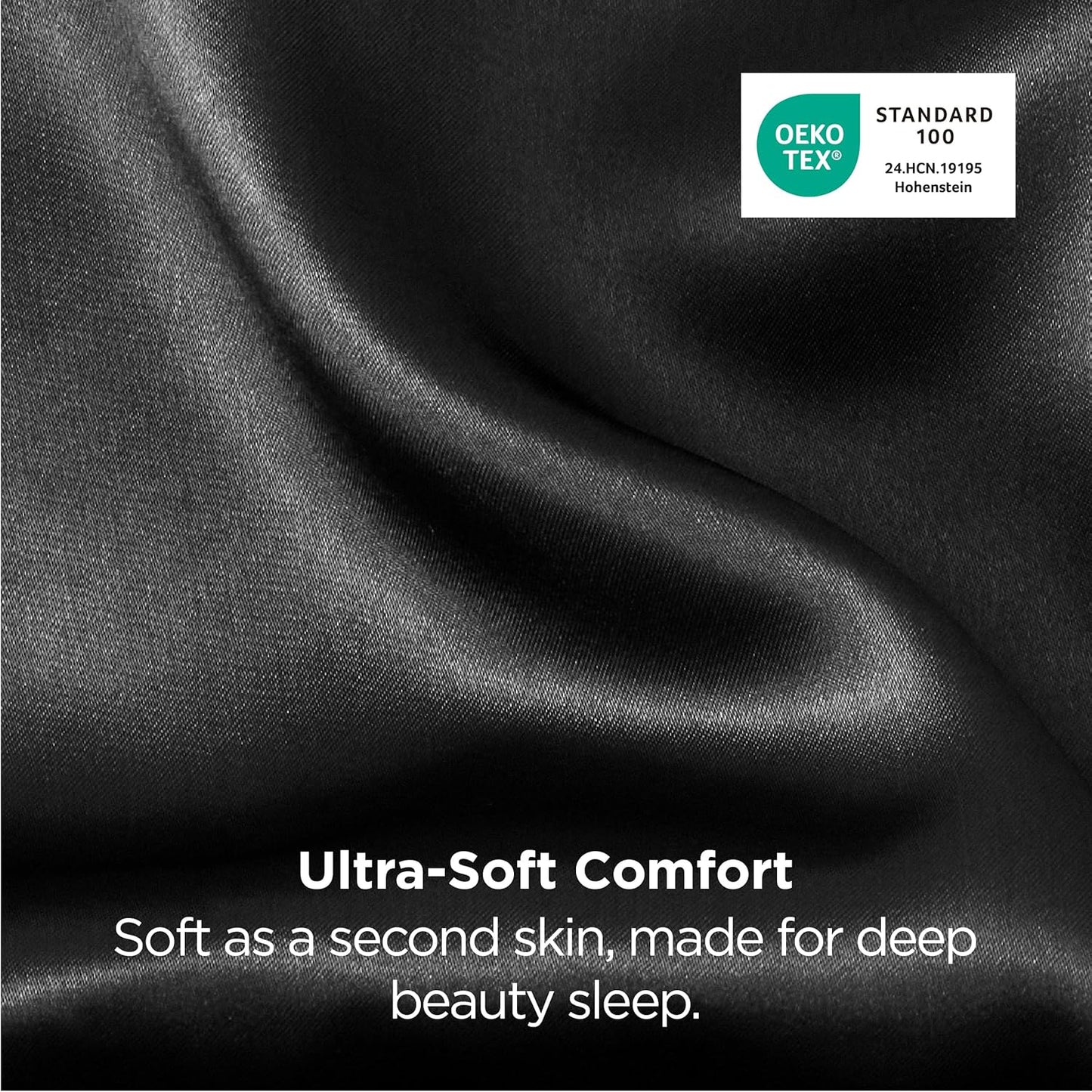 Bedsure King Size Satin Pillowcase Set - Black Silky Pillow Cases for Hair & Skin, 20x36 Inches, 2-Pack