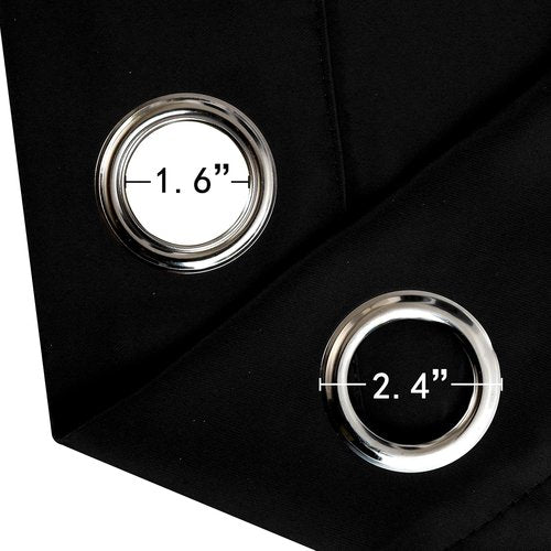 LEMOMO Blackout Curtains - Thermal Insulated Room Darkening Panels | 52 x 84 Inches, Set of 2, Black
