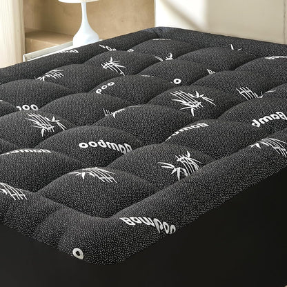 ViscoSoft Queen Size Mattress Topper - Soft Bamboo Pillow Top for Back Pain Relief | Cooling Dark Grey