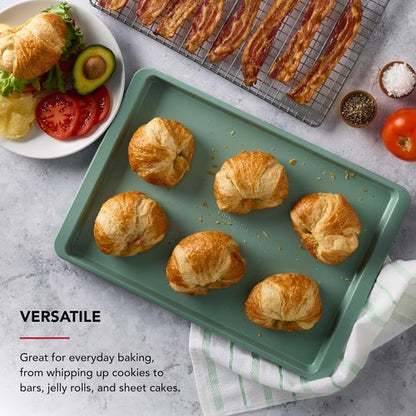 KitchenAid Nonstick Baking Sheet - Swiss Engineered Aluminized Steel, Dishwasher Safe, 13x18 Inch, Cardamom