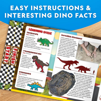 National Geographic Dinosaur Race Car Craft Kit - Paint 3 Dino Cars with 6 Colors | Fun Arts & Crafts for Kids