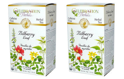 Celebration Herbals Teabags Herbal Tea Bilberry Leaf Organic, 24 Bags (2 pack - 33g each)