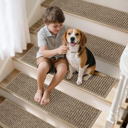 BEQHAUSE Non-Slip Carpet Stair Treads - Machine Washable 28"x9" for Kids, Elders & Pets | 15pcs Taupe