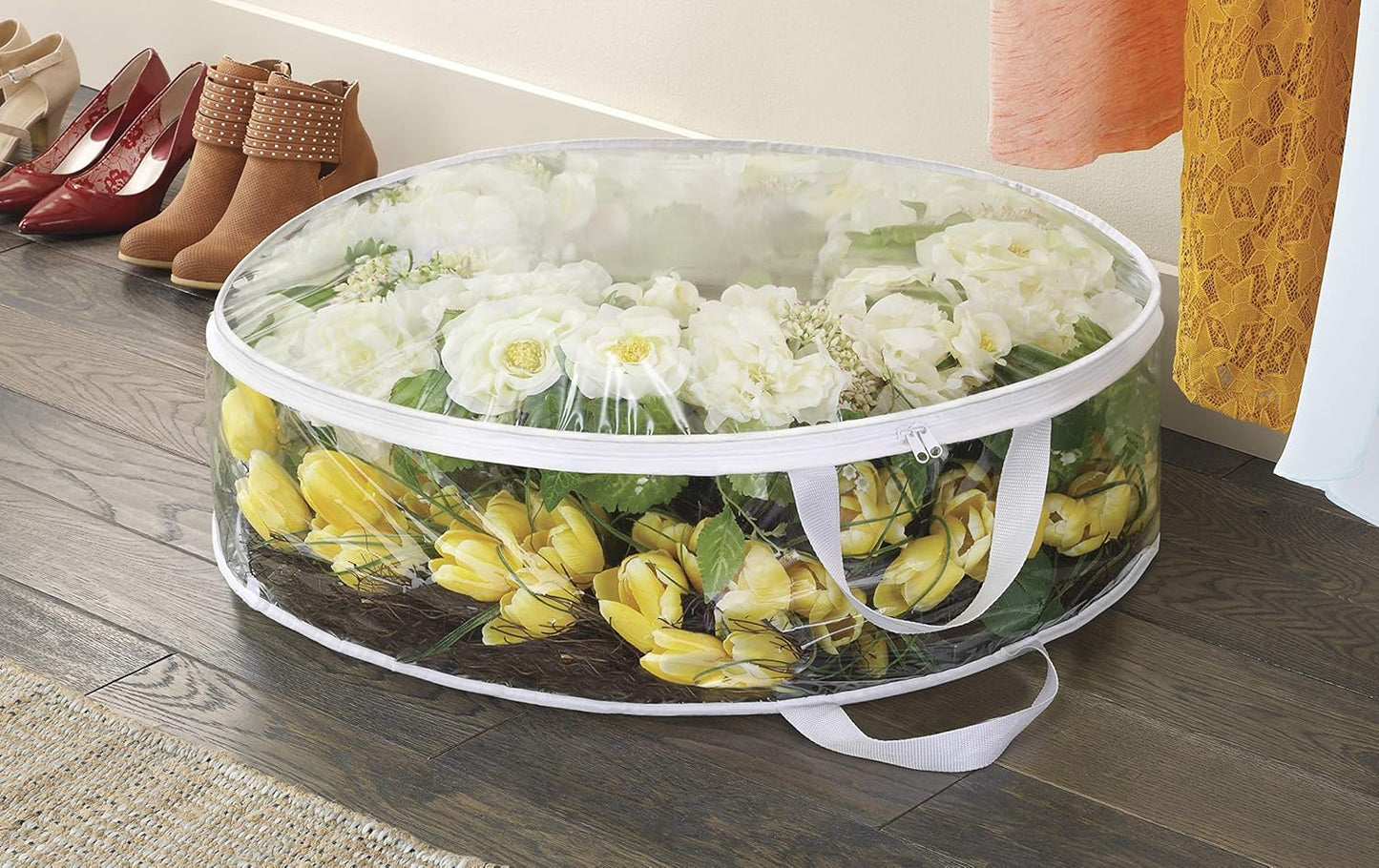 Whitmor Wreath Storage Bag - Clear Design for Easy Visibility | Durable & Spacious 30-Inch Size
