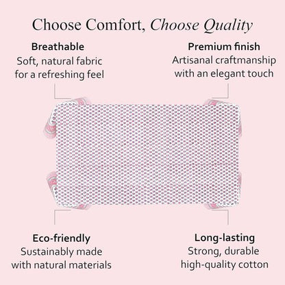 CPG Tablecloth - 100% Cotton Square Table Cover | 60x60 Inch Indian Block Print - Pink Sapphire